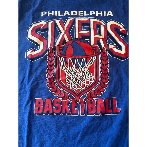 Philadelphia 76ers NBA T-Shirt Mens L Blue Cotton Blend Sport Basketball - Picture 2 of 6